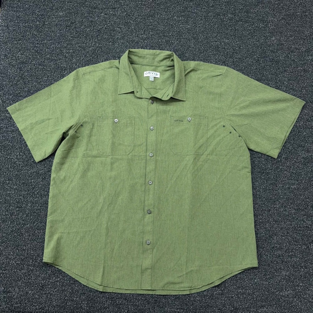Orvis Classic Collection Mens XXL Green Short Sleeve Button Down Fishing Shirt